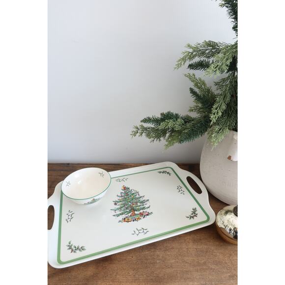 Spode Christmas Tree Melamine Tray and Ceramic Bowl England - Picture 3 of 8